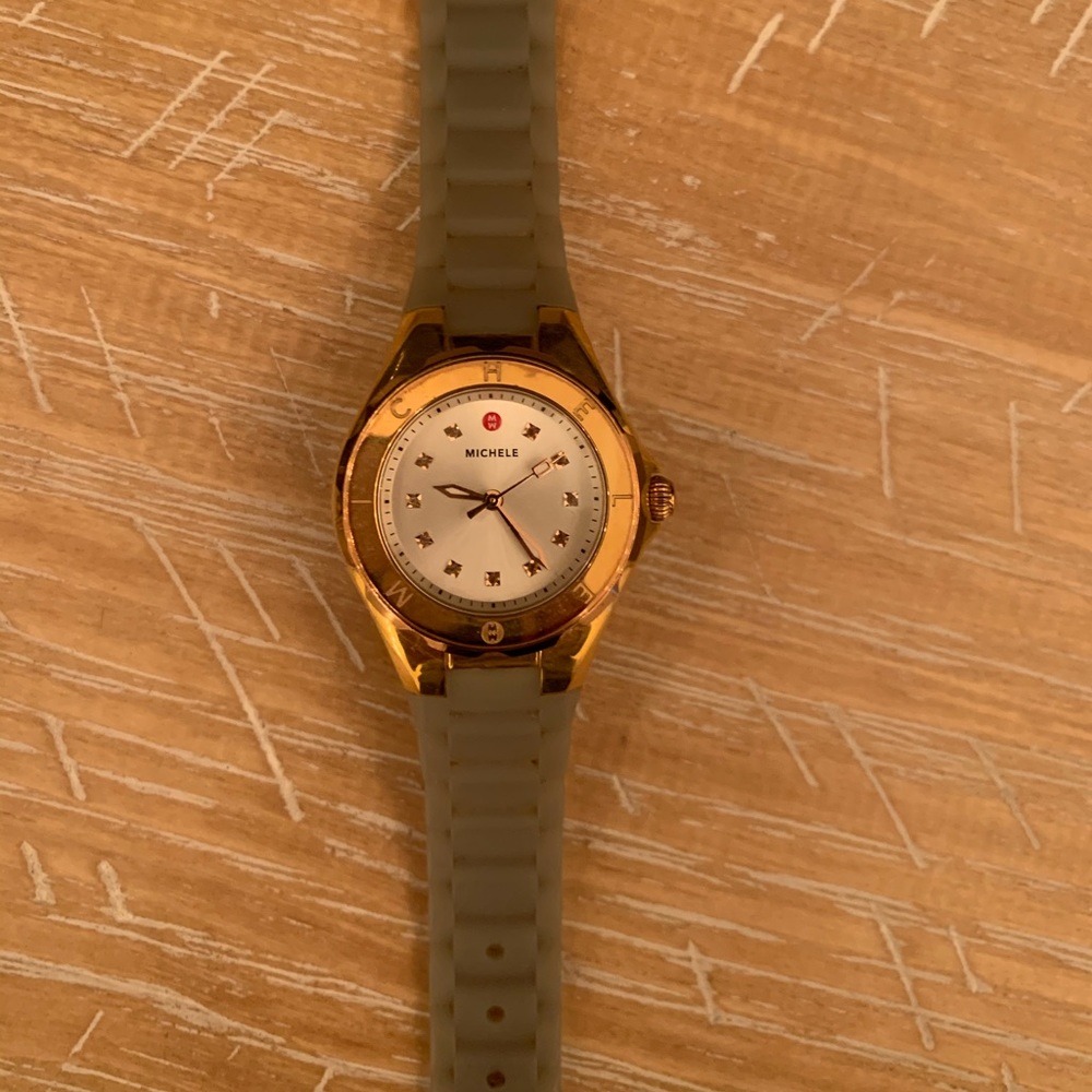Michele watch with rose gold hardware